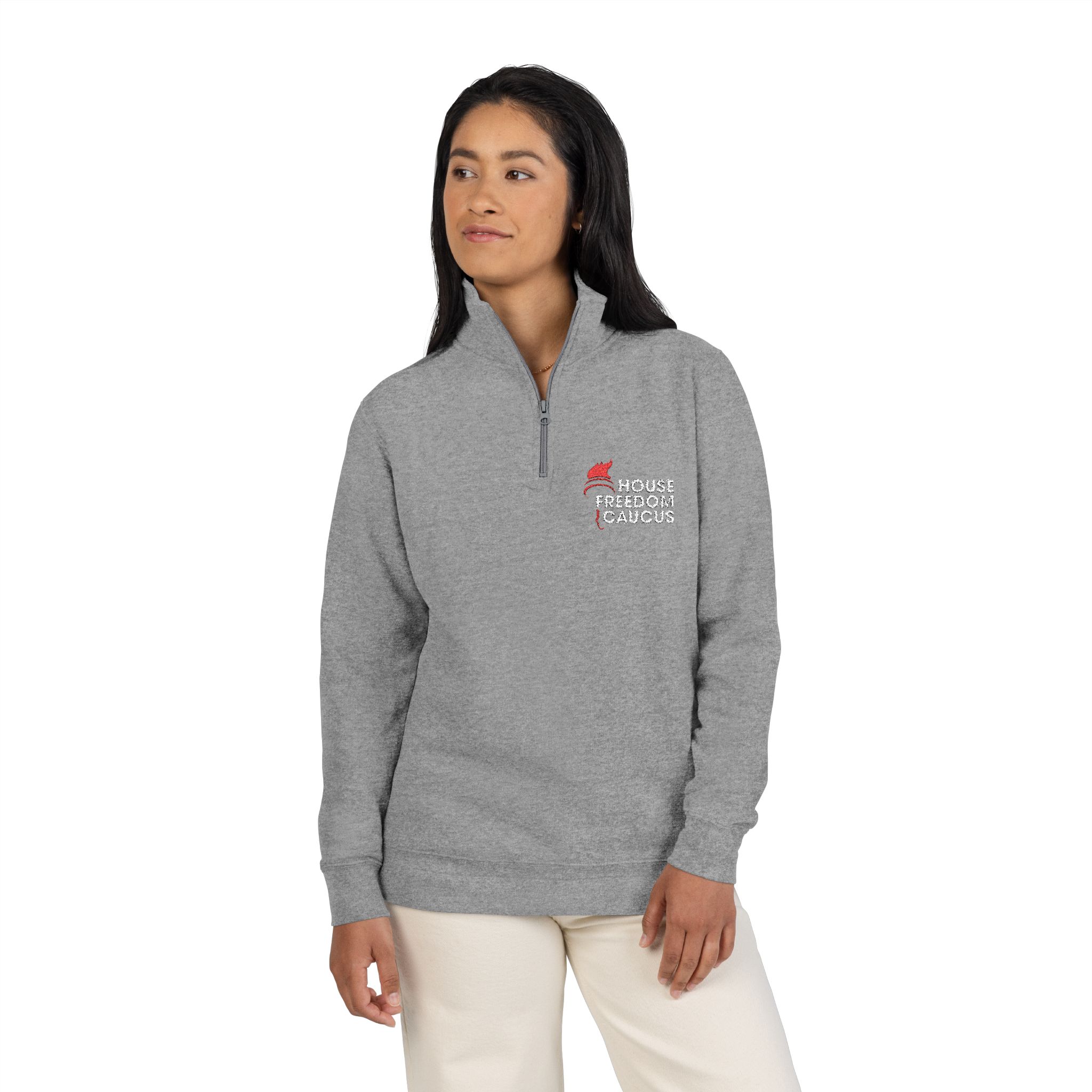 House Freedom Caucus Embroidered Unisex Grey Fleece Pullover - Image 4