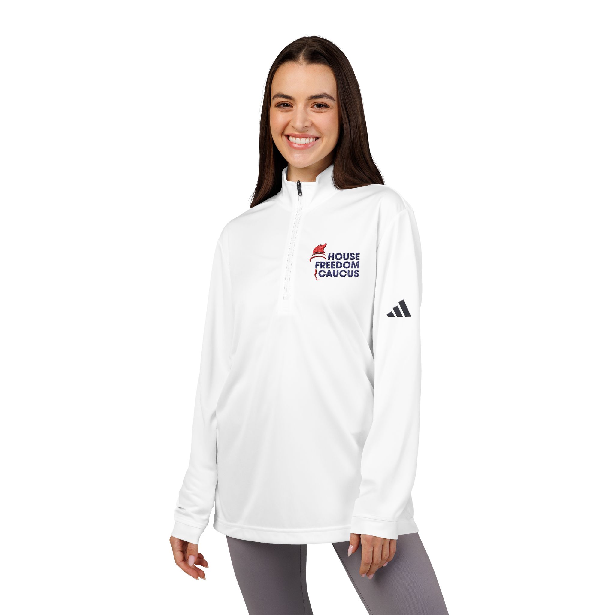 House Freedom Caucus Adidas® Quarter-Zip Pullover With Embroidered Logo (White) - Image 5
